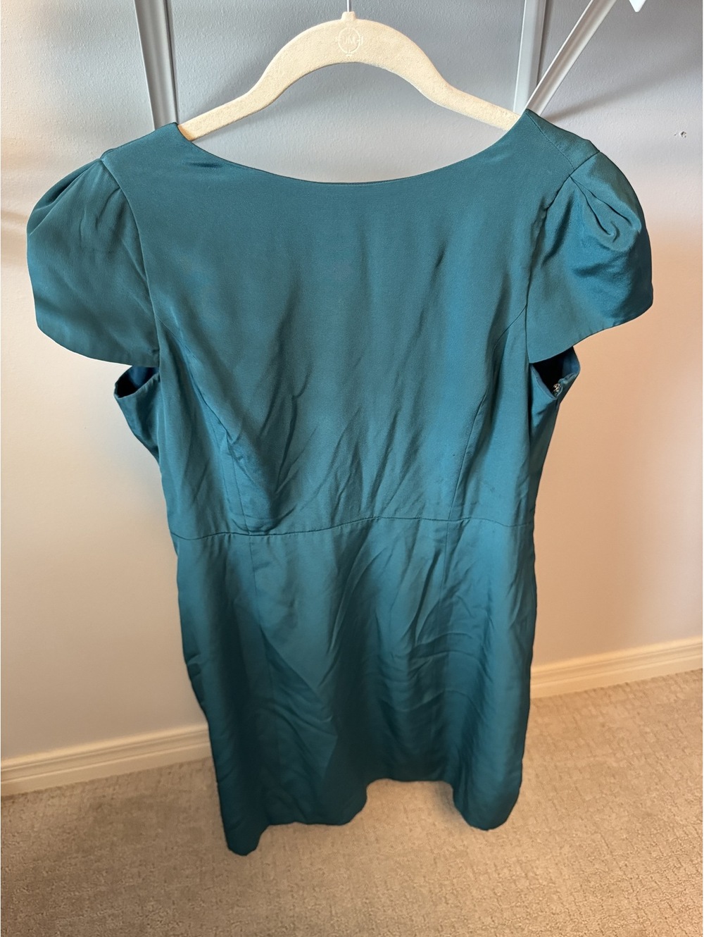 Tibi cap sleeve blue mini dress